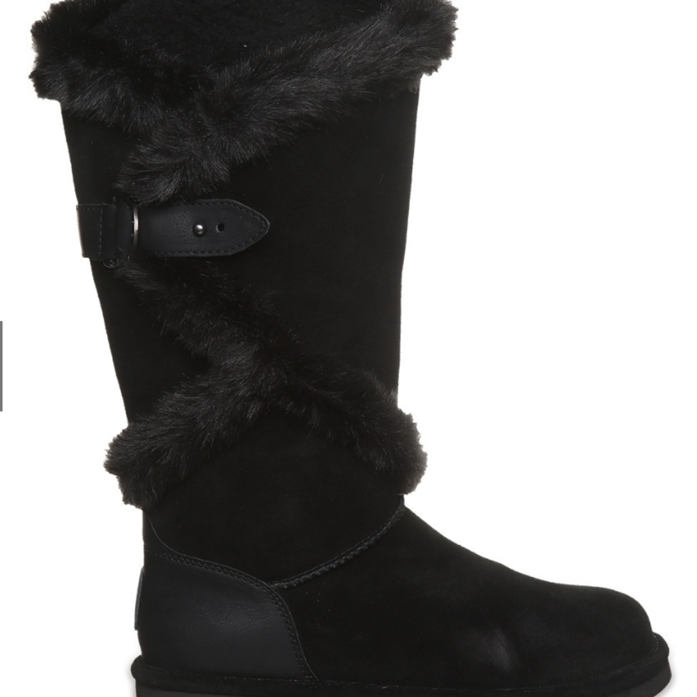 BearPaw Black Winter Boots with Fur Trim